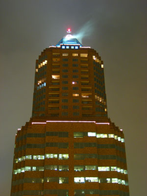 Koin Tower at Night in Fog