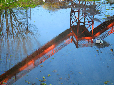 Broadway Bridge Stairs Reflection