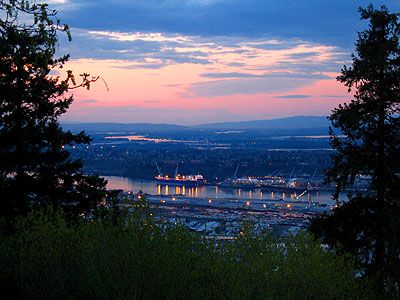 Docked Ships on the Willamette, Sunset