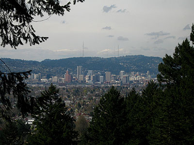 Downtown from Mount Tabor, Portland, Oregon, March 2007