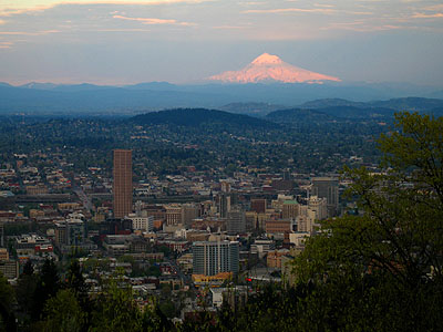 Downtown Portland & Mt Hood