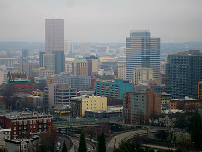 Downtown Skyline in Fog facing NE