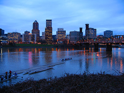 Dragon Boats, Downtown at Dusk