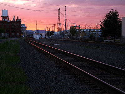 Electric Wires,Train Tracks, Sunset, Portland, Oregon, April 2007