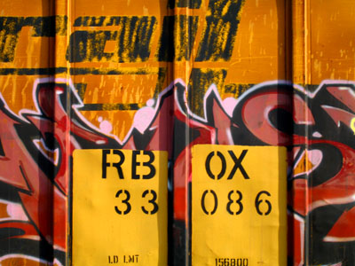 Graffiti, Train 2, Portland, Oregon, January 2007