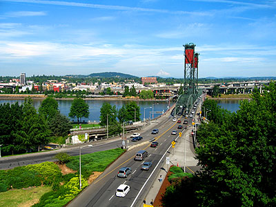 portland hawthorne bridge. Hawthorne Bridge Entrance