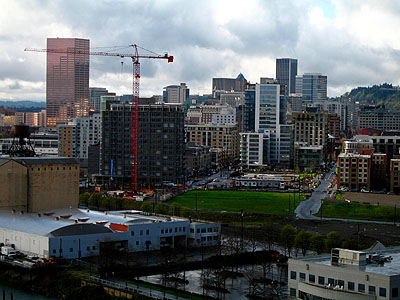 Pearl District Construction, Portland Skyline