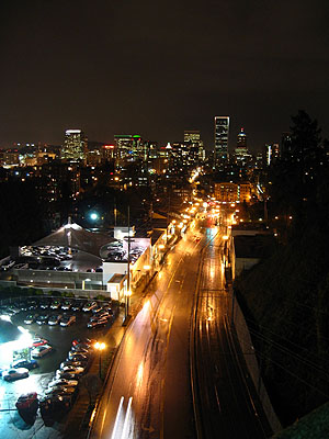 Portland Skyline at Night from Vista Bridge