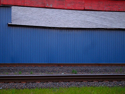Train Tracks, Red & Blue Building 1