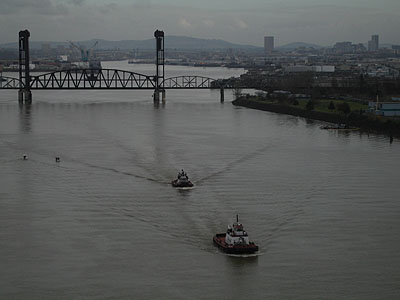 Tugboats, Railroad Bridge, Downtown