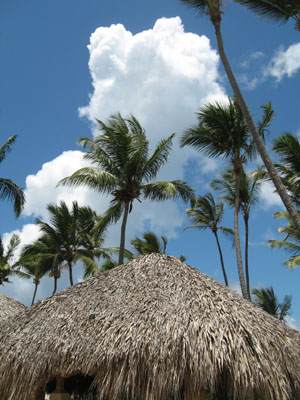 Straw Hut and Clouds